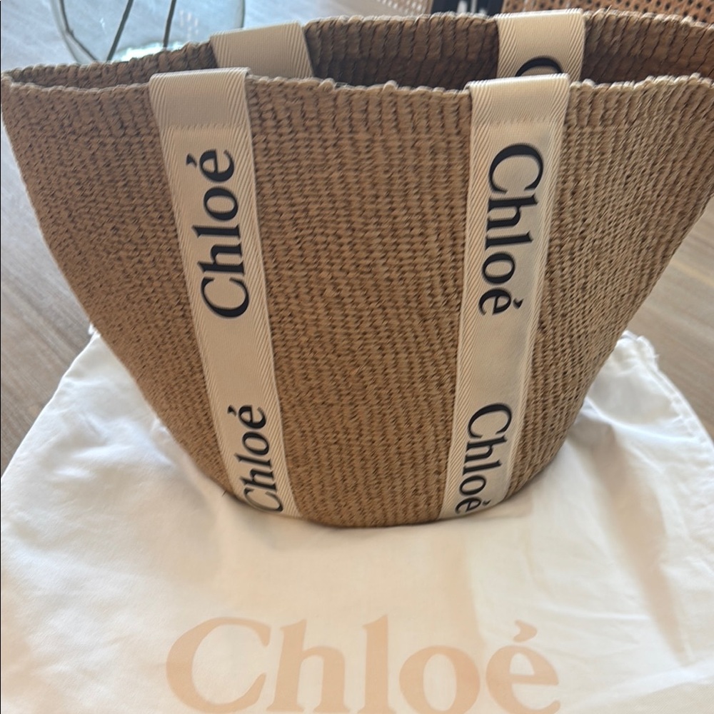 Chloe Tan Woven Tote Bag